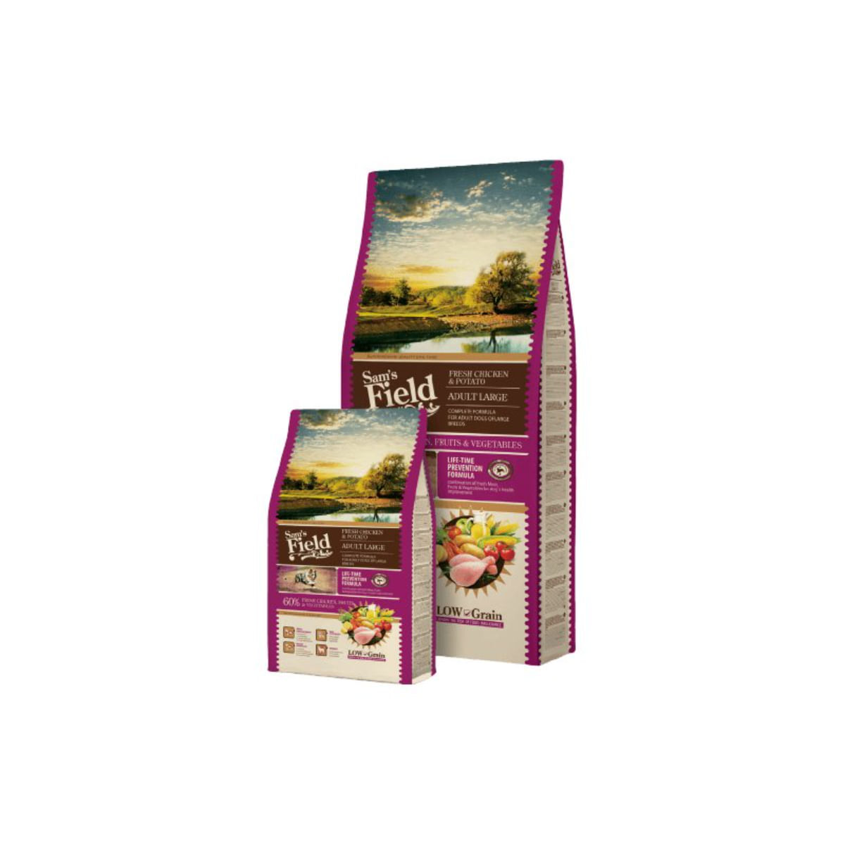 SAM'S FIELD Fresh Adult Large, L-XL, Pui și Cartofi, hrană uscată conținut redus cereale câini, 2.5kg - poza 3