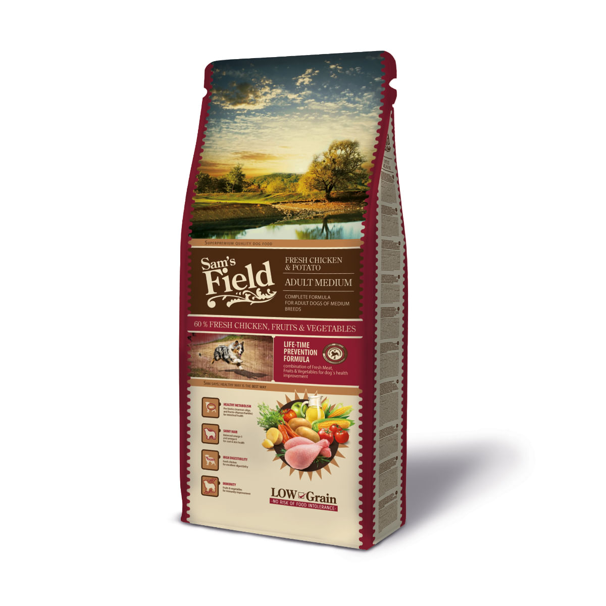 SAM'S FIELD Fresh Adult Medium, M, Pui și Cartofi, hrană uscată conținut redus cereale câini, 13kg - poza 2