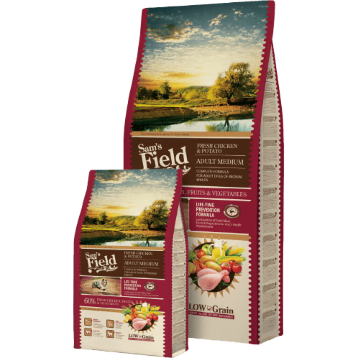 SAM'S FIELD Fresh Adult Medium, M, Pui și Cartofi, hrană uscată conținut redus cereale câini, 2.5kg - poza 2
