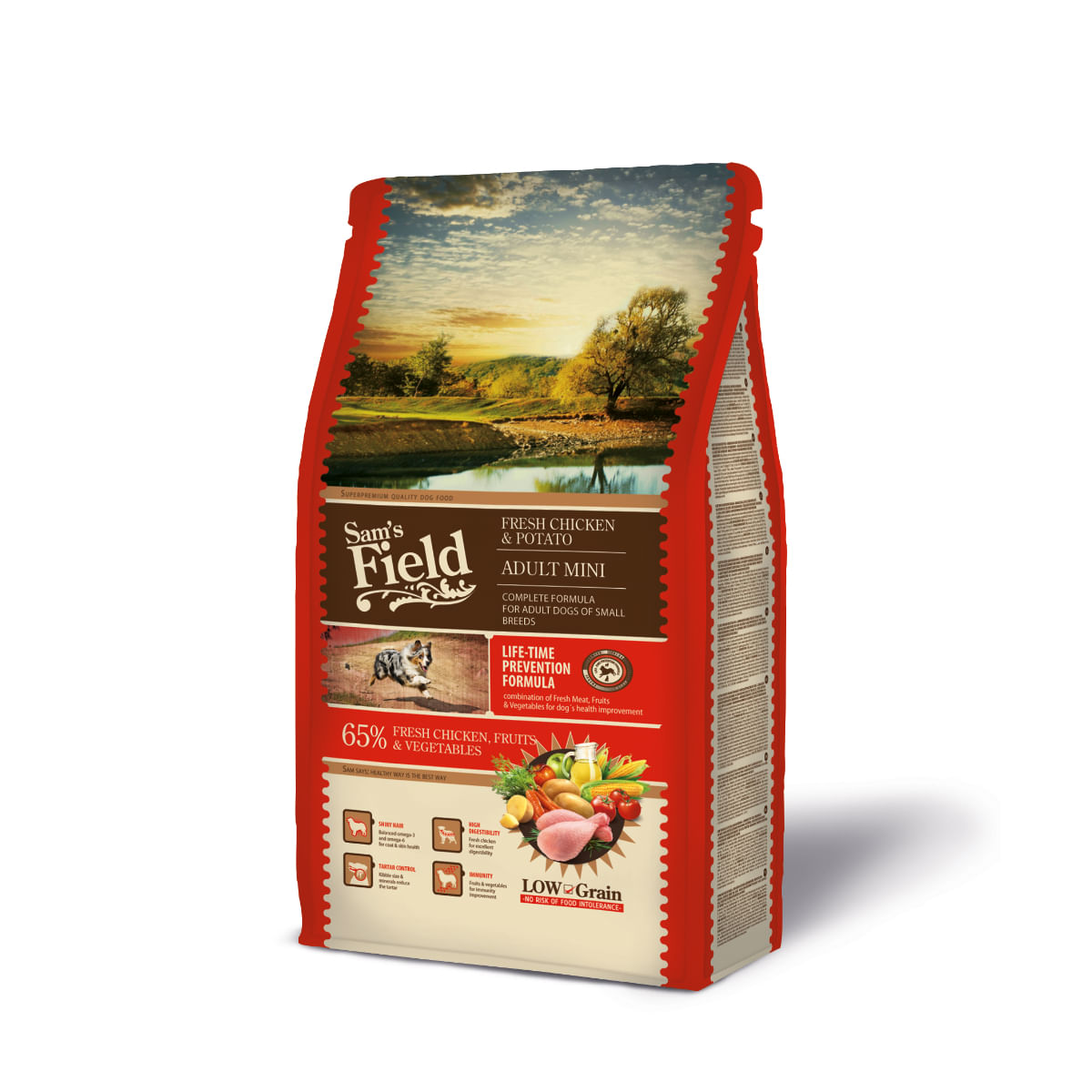 SAM'S FIELD Fresh Adult Mini, XS-S, Pui și Cartofi, hrană uscată conținut redus cereale câini, 2.5kg - poza 1