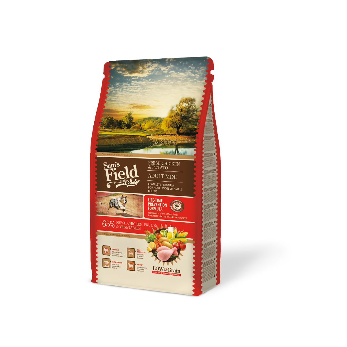 SAM'S FIELD Fresh Adult Mini, XS-S, Pui și Cartofi, hrană uscată conținut redus cereale câini, 8kg - poza 2