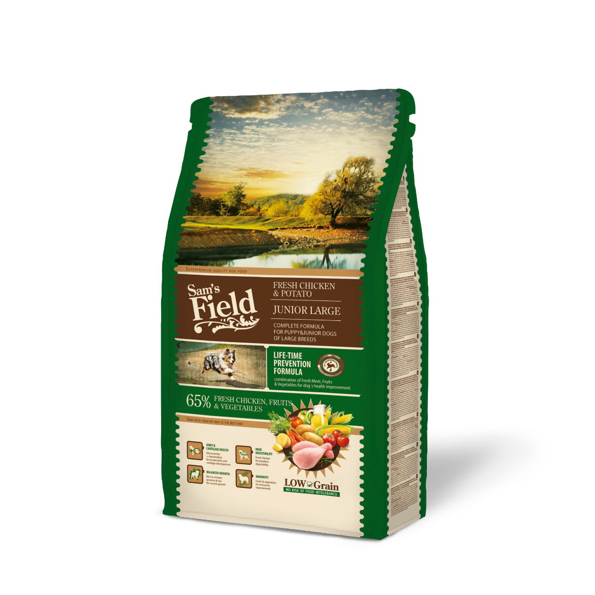 SAM'S FIELD Fresh Junior Large Breed, L-XL, Pui și Cartofi, hrană uscată conținut redus cereale câini junior, 2.5kg - poza 2
