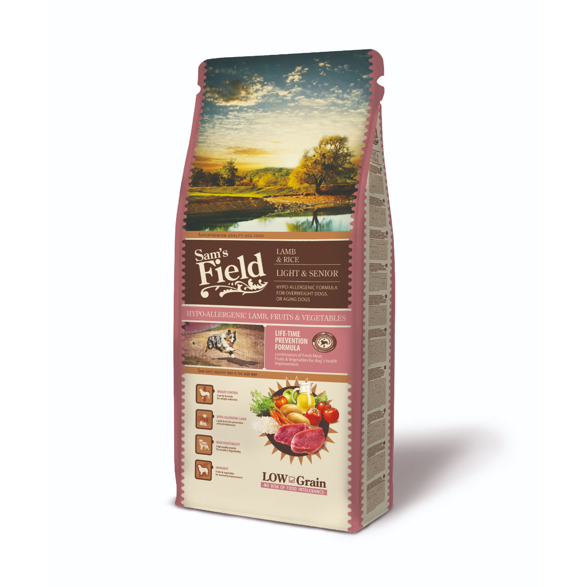 SAM'S FIELD Fresh Light & Senior, XS-XL, Miel și Orez, hrană uscată conținut redus cereale câini, alergii, 13kg - poza 2