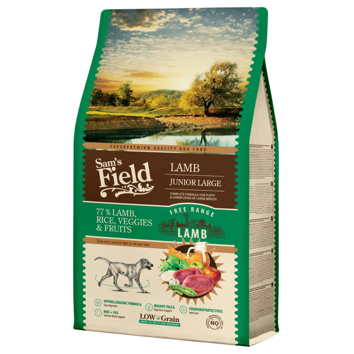 SAM'S FIELD Junior Large Breed, L-XL, Miel, hrană uscată conținut redus cereale câini, 2.5kg - poza 1