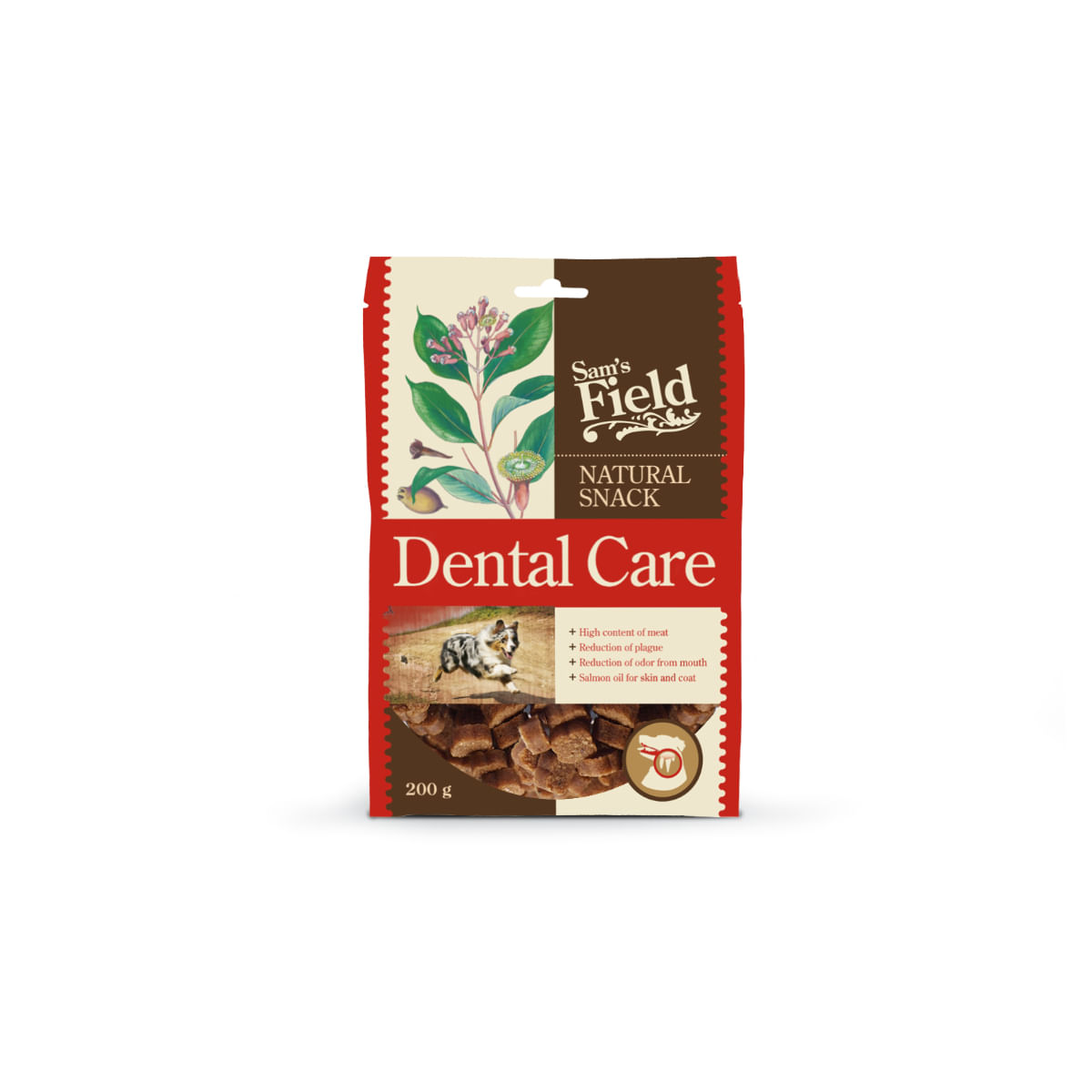 SAM'S FIELD Natural Snack Dental Care, XS-XL, Pui, punguță recompense câini, sensibilități dentare, 200g - poza 1