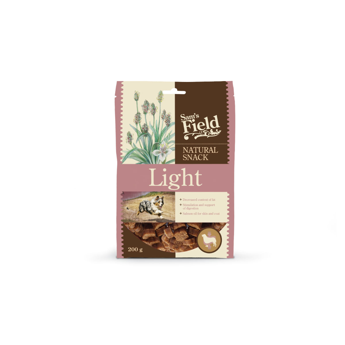 SAM'S FIELD Natural Snack Light, XS-XL, Pui, punguță recompense câini, obezitate, 200g - poza 1