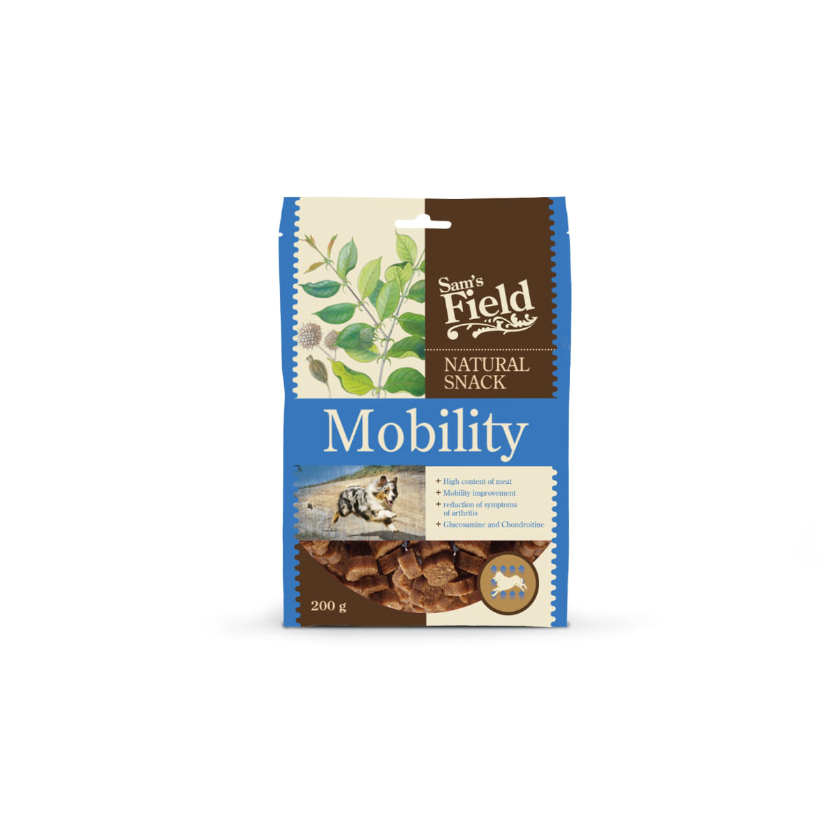 SAM'S FIELD Natural Snack Mobility, XS-XL, Pui, punguță recompense câini, sistem articular, 200g - poza 1