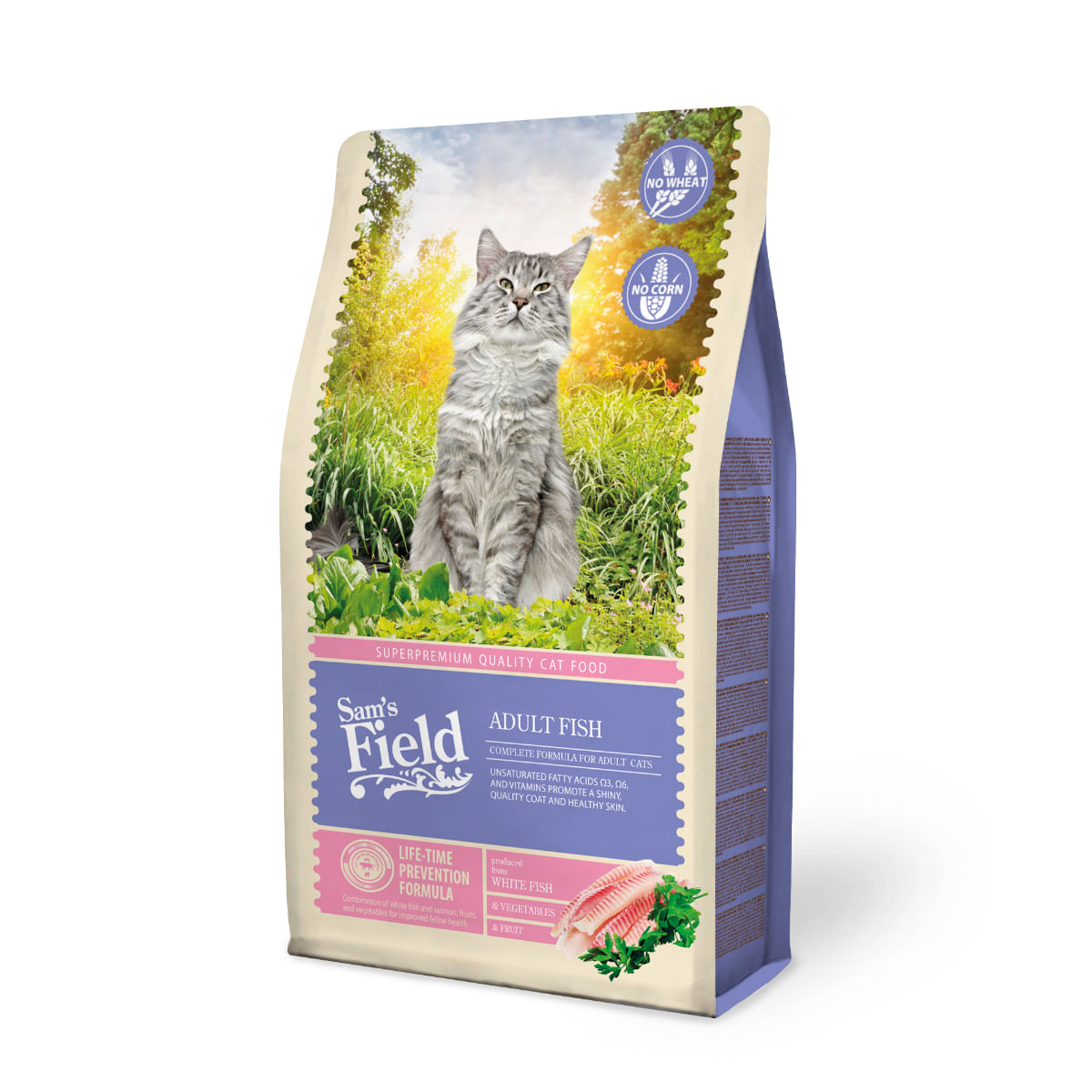 SAM'S FIELD, Pește alb și Somon, hrană uscată pisici, 2.5kg - poza 2