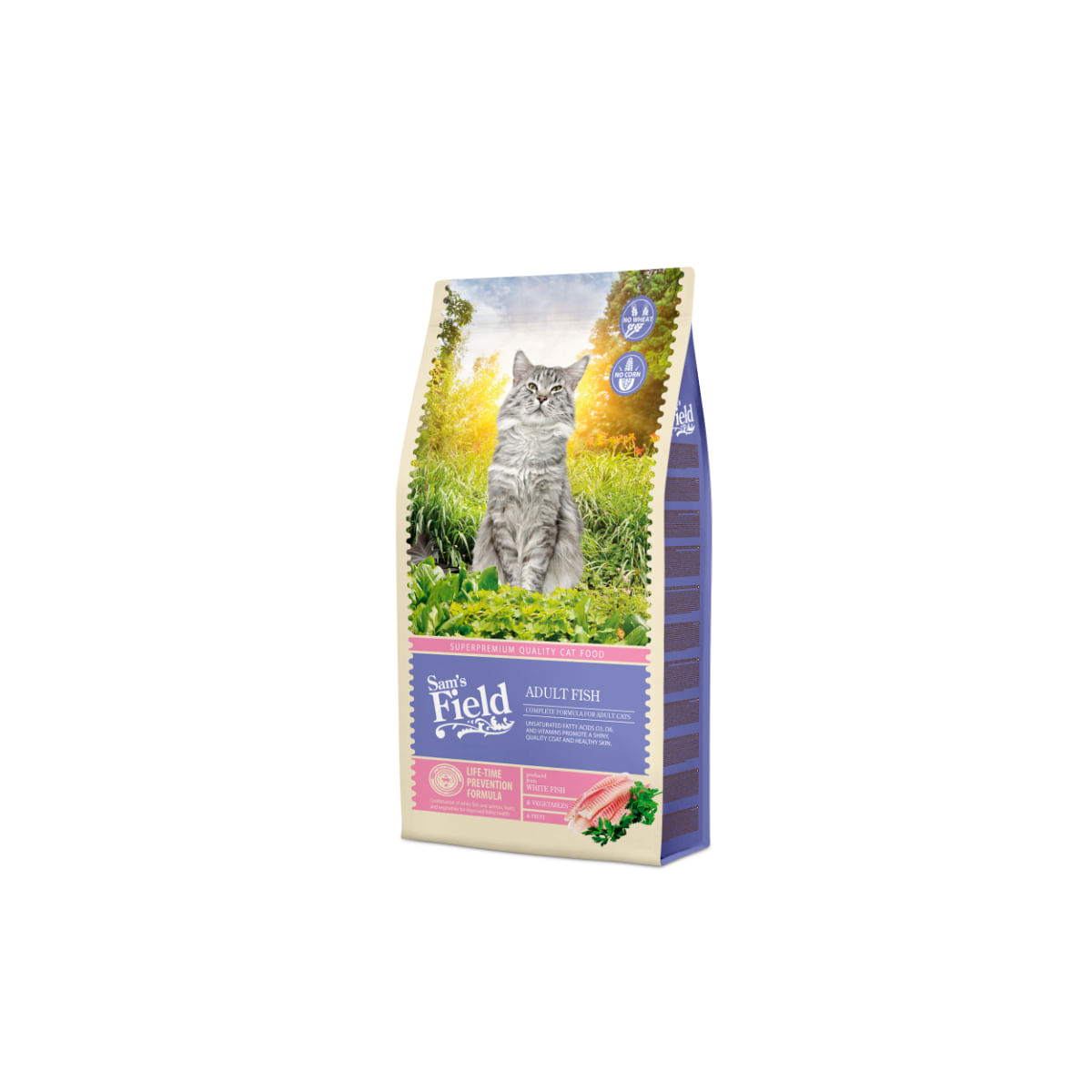 SAM'S FIELD, Pește alb și Somon, hrană uscată pisici, 7.5kg - poza 2