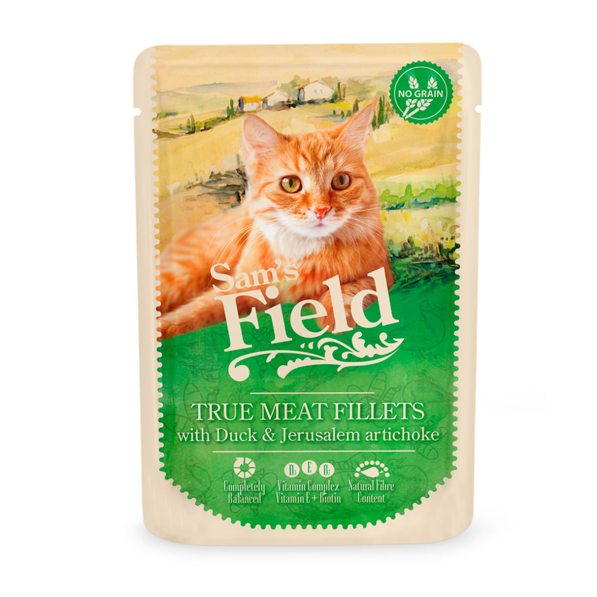 SAM'S FIELD True Meat Fillets, Rață, plic hrană umedă fără cereale pisici, (în sos), 85g - poza 2