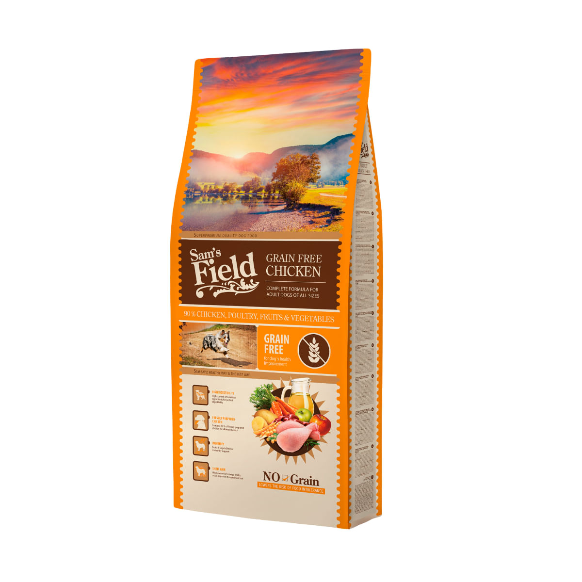 SAM'S FIELD, XS-XL, Pui, hrană uscată fără cereale câini, 13kg - poza 1