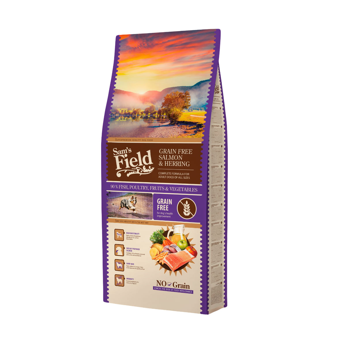 SAM'S FIELD, XS-XL, Somon și Hering, hrană uscată fără cereale câini, 13kg - poza 2