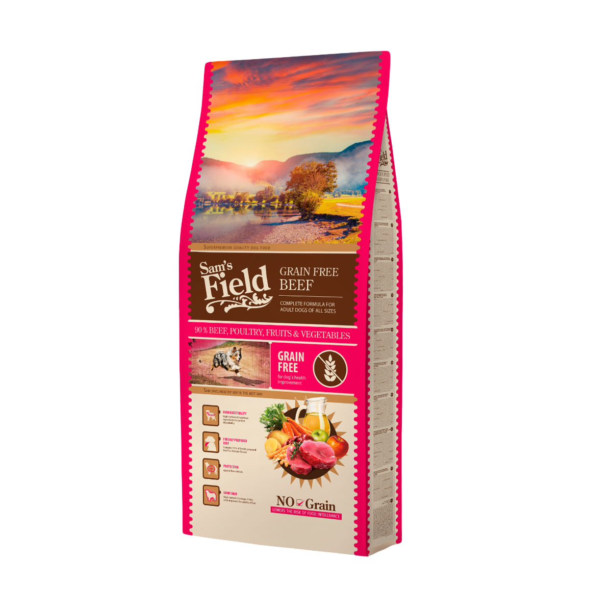 SAM'S FIELD, XS-XL, Vită, hrană uscată fără cereale câini, 13kg - poza 1