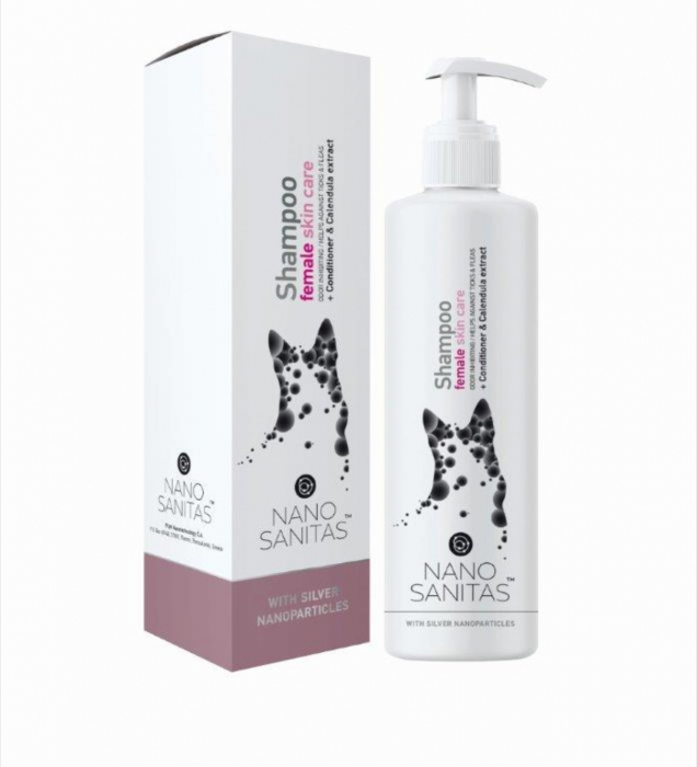 sampon pentru ingrijirea pielii la caini, special pentru Femele cu nanoparticule de argint - 250 ml