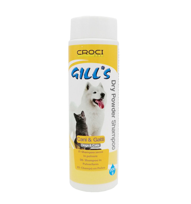 Sampon pudra uscat pentru caini si pisici Croci Gill s, 200 ml