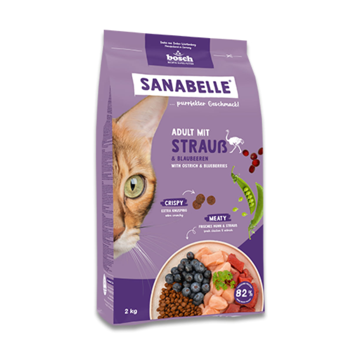 SANABELLE Adult, Struț și Afine, hrană uscată pisici, 400g - poza 1