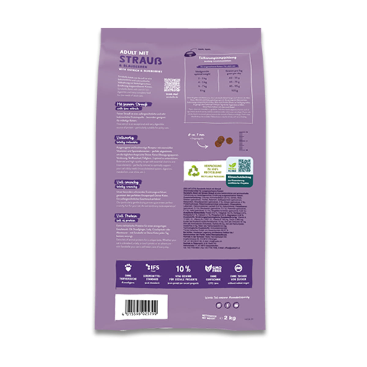 SANABELLE Adult, Struț și Afine, hrană uscată pisici, 400g - poza 3