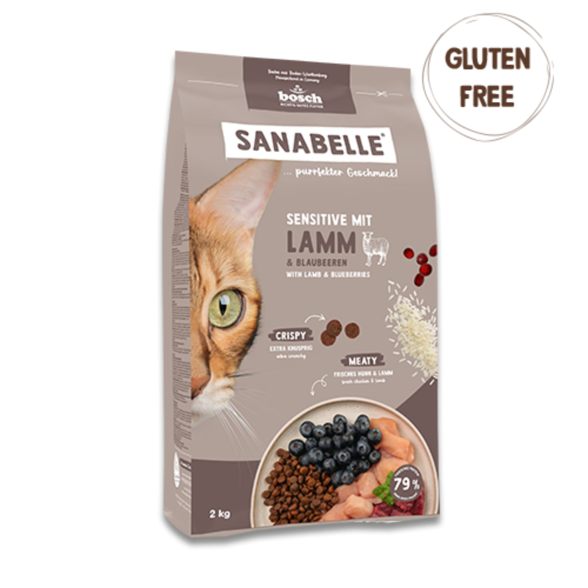 SANABELLE Sensitive, Miel și Afine, hrană uscată pisici, sistem digestiv, 8kg - poza 1