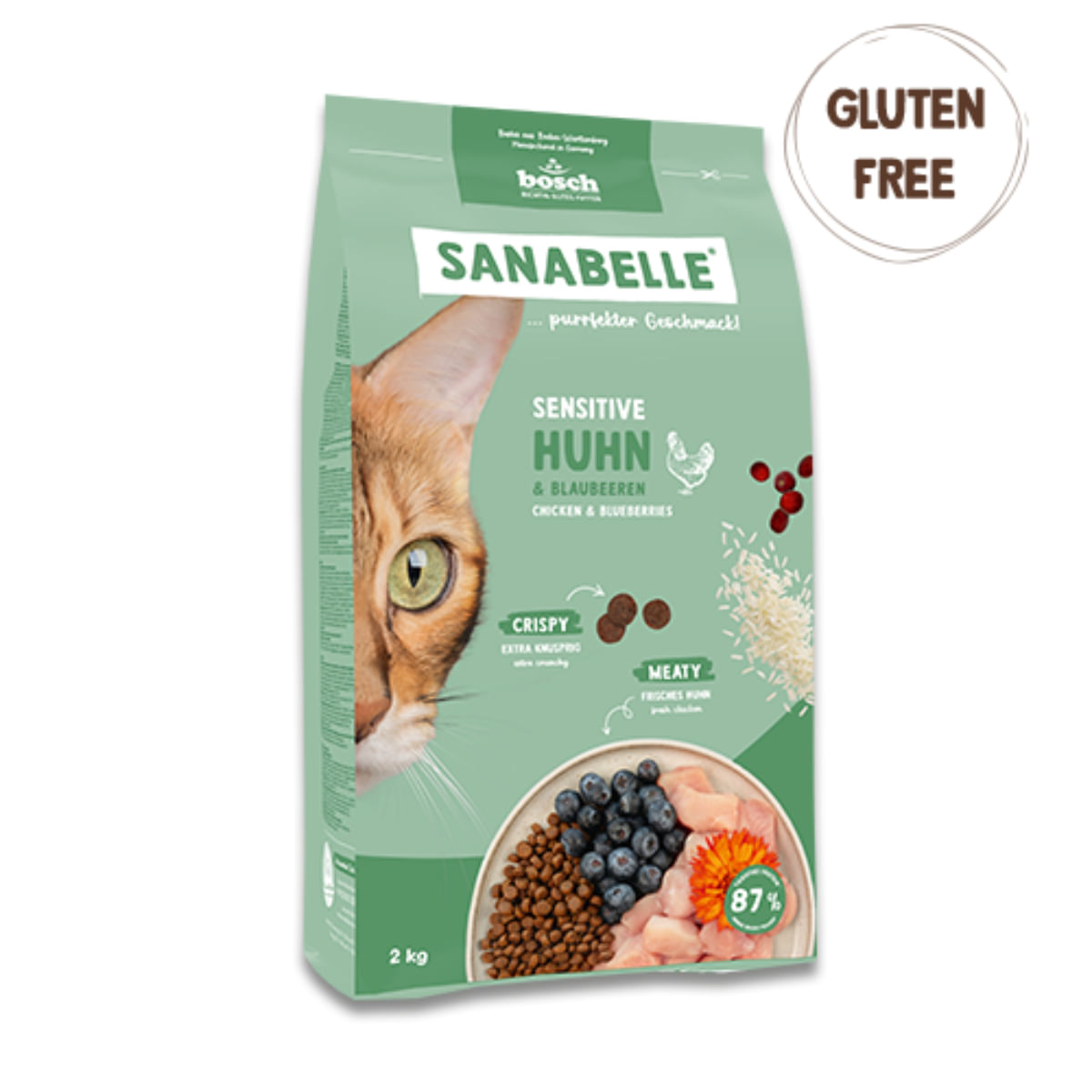 SANABELLE Sensitive, Pui și Afine, hrană uscată pisici, sistem digestiv, 400g - poza 1