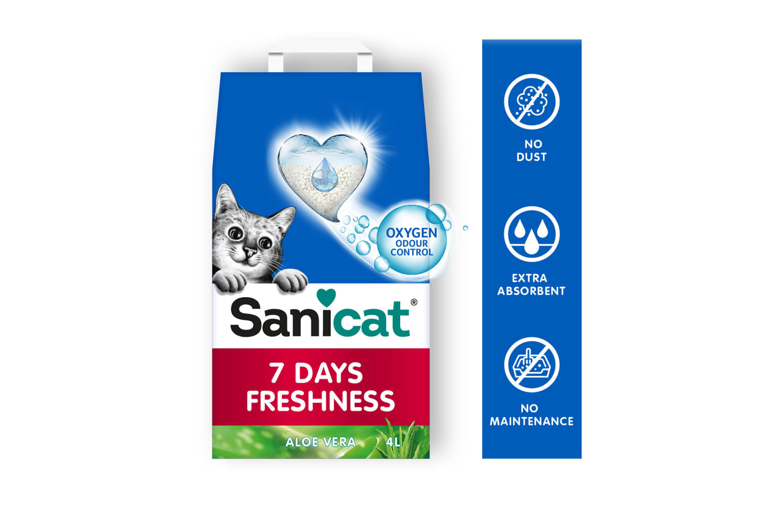 SANICAT 7Days, Aloe Vera, așternut igienic pisici, granule, bentonită, aglomerant, neutralizare mirosuri, 4l - poza 4