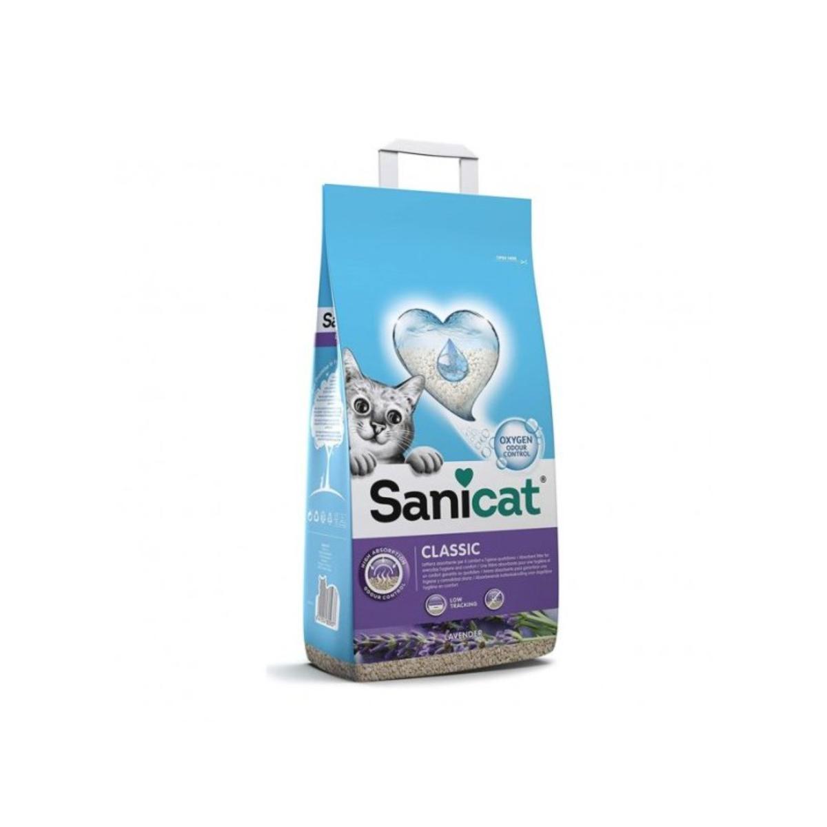 SANICAT Classic, Lavanda, așternut igienic pisici, granule, bentonită, neaglomerant, neutralizare mirosuri, 8l - poza 1