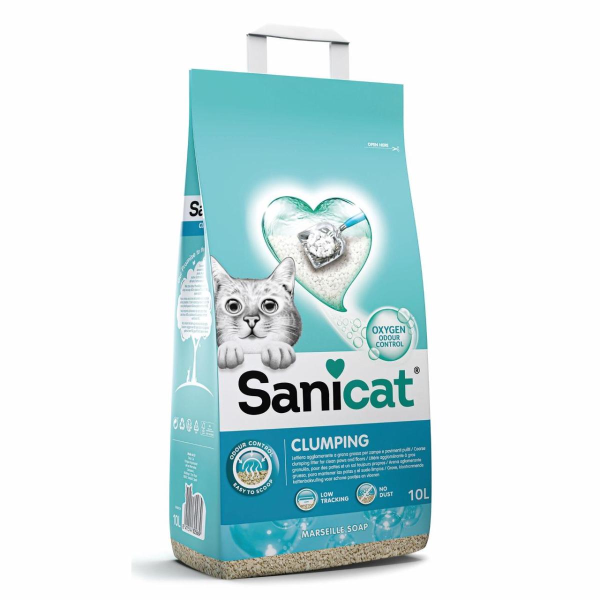 SANICAT Clumping, săpun Marsilia, așternut igienic pisici, granule, bentonită, aglomerant, neutralizare mirosuri, 10l - poza 2