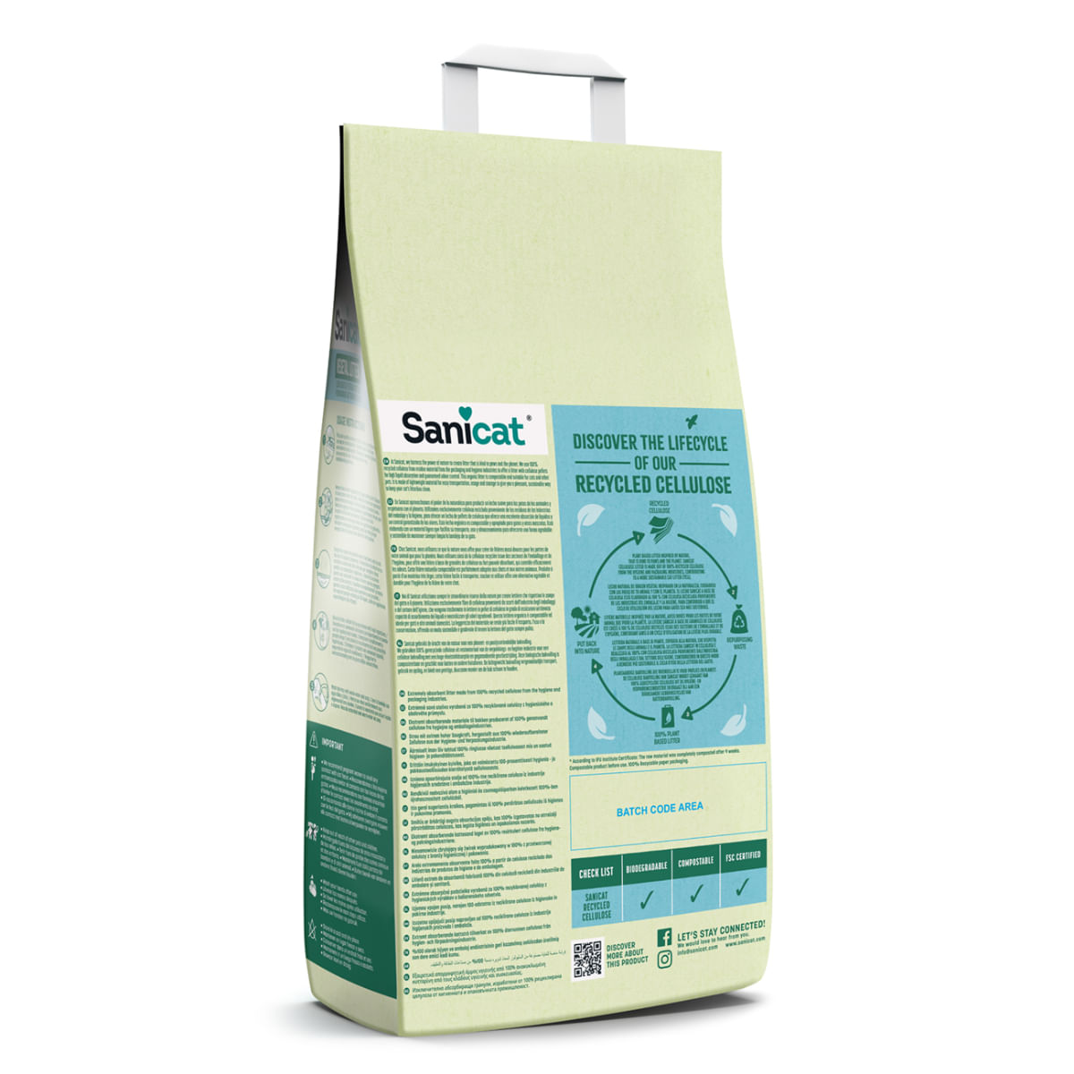 SANICAT Natura Activa, Cellulose, neparfumat, așternut igienic pisici, peleți, celuloza, neaglomerant, ecologic, biodegradabil, 20l - poza 3