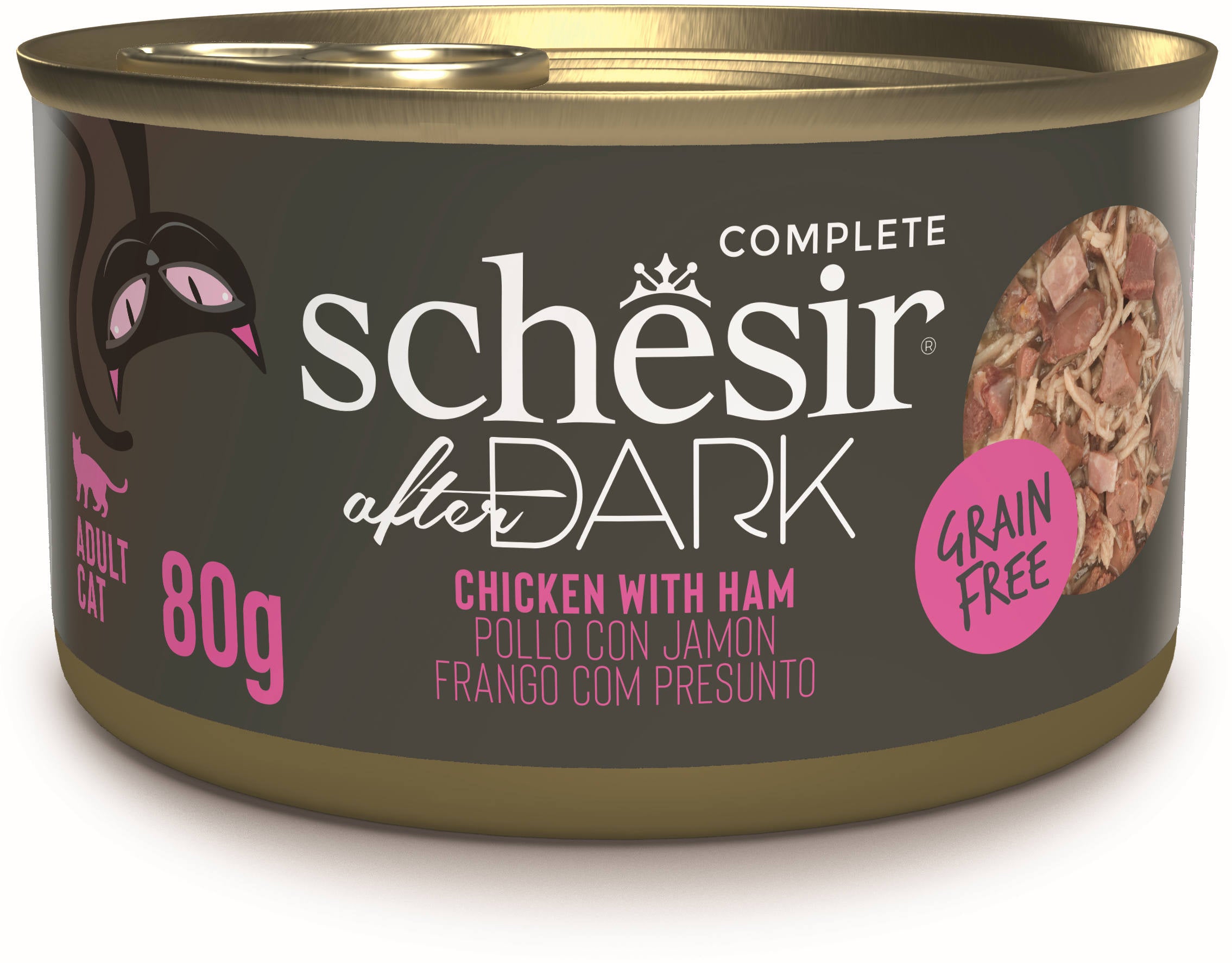 SCHESIR After Dark Conservă pentru pisici, supă cu Pui şi Şuncă 80g