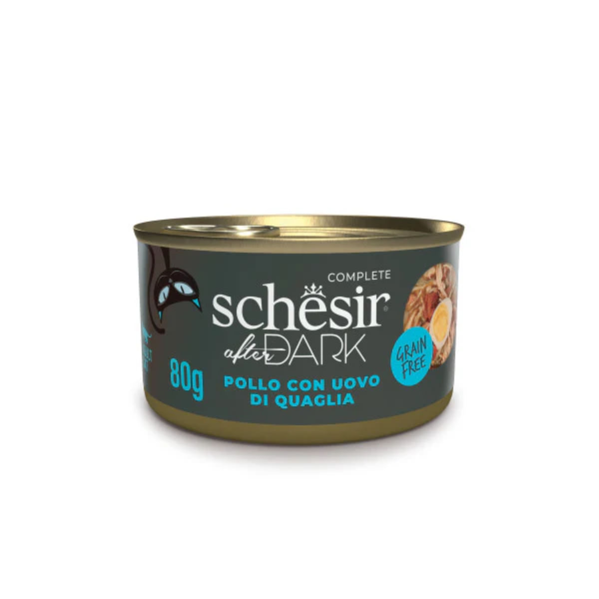 SCHESIR After Dark, Pui și Ou de Prepeliță, conservă hrană umedă fără cereale pisici, (în supă), 80g - poza 1
