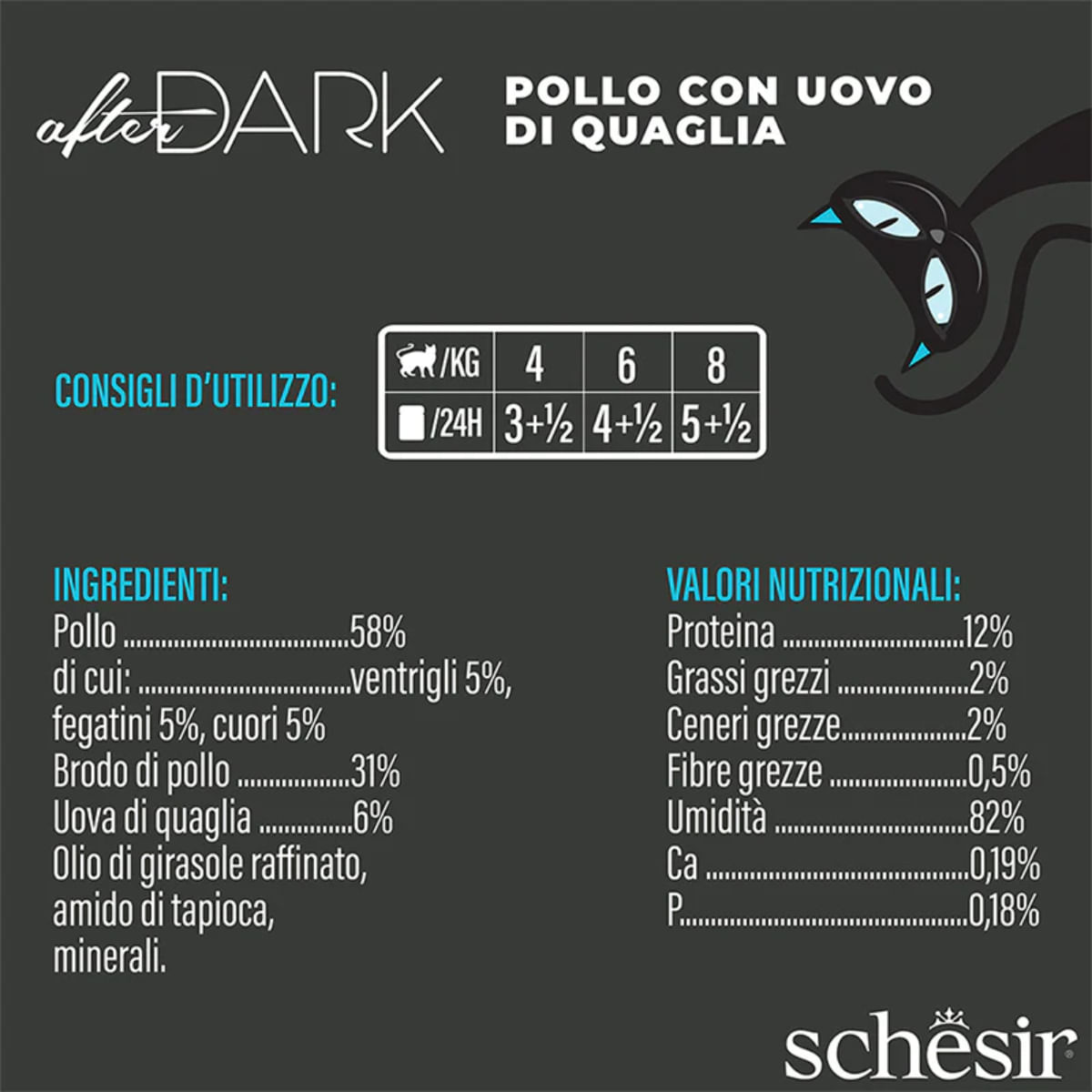 SCHESIR After Dark, Pui și Ou de Prepeliță, conservă hrană umedă fără cereale pisici, (în supă), 80g - poza 5