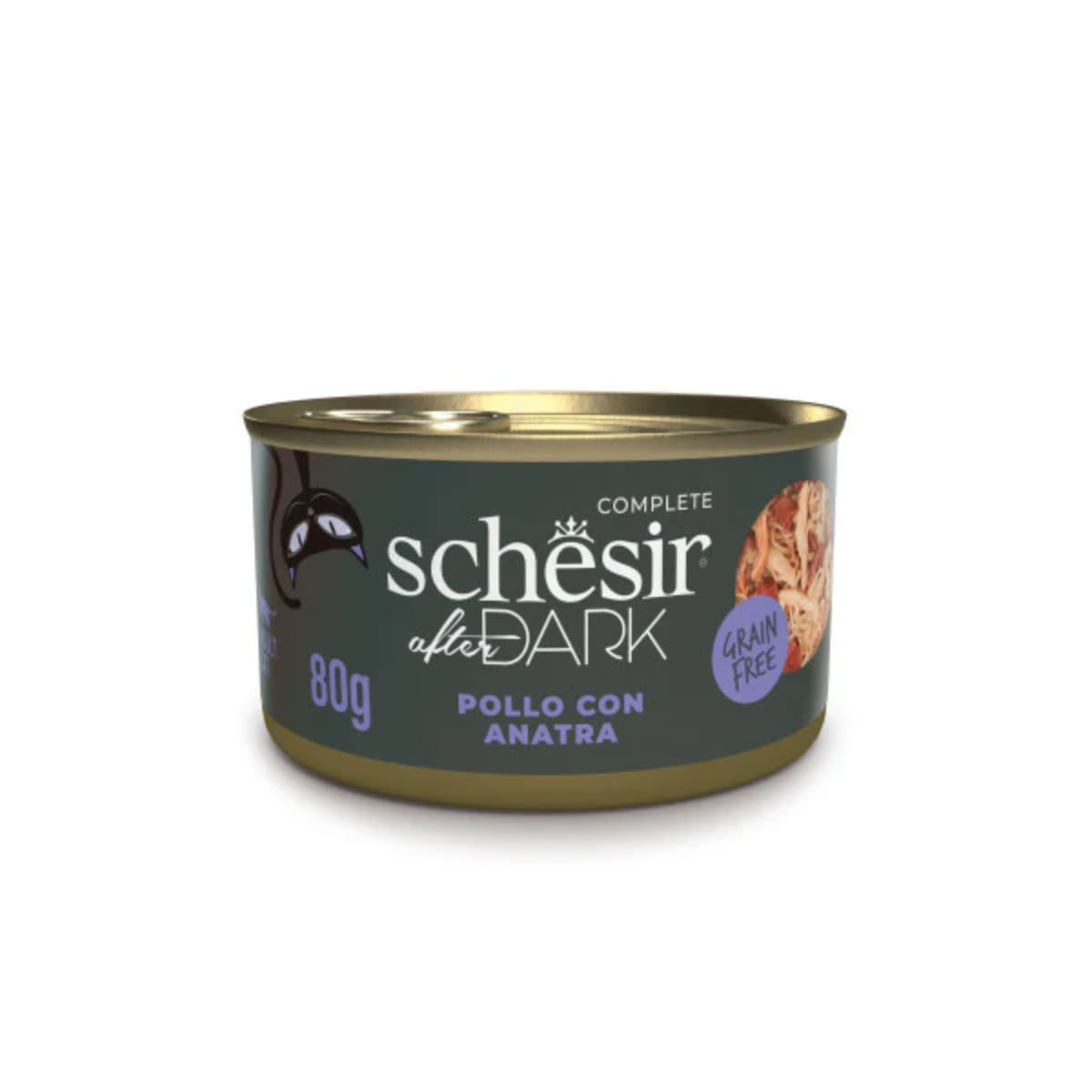 SCHESIR After Dark, Pui și Rață, conservă hrană umedă fără cereale pisici, (în supă), 80g - poza 2
