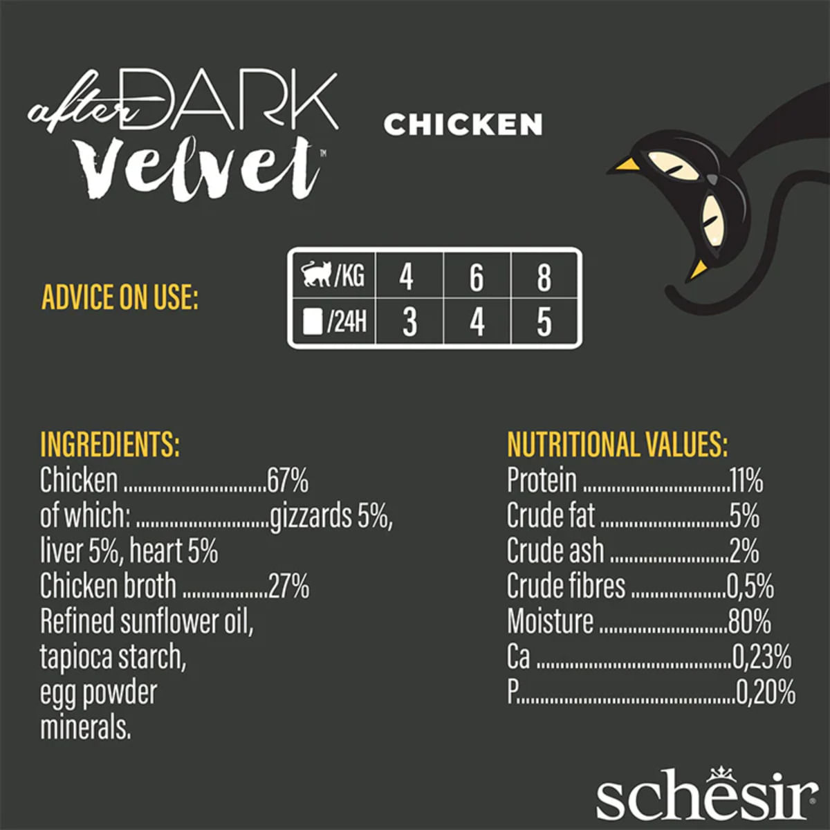 SCHESIR After Dark Velvet Mousse, Pui, plic hrană umedă fără cereale pisici, (mousse), 80g - poza 5