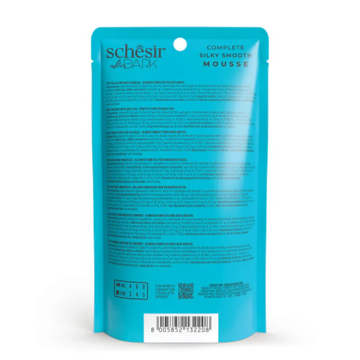 SCHESIR After Dark Velvet Mousse, Pui și Ou de Prepeliță, plic hrană umedă fără cereale pisici, (mousse), 80g - poza 4