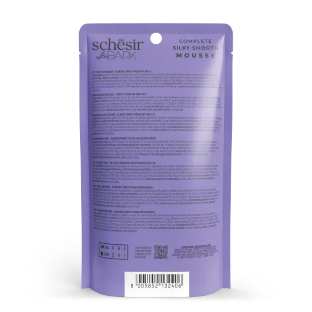 SCHESIR After Dark Velvet Mousse, Pui și Rață, plic hrană umedă fără cereale pisici, (mousse), 80g - poza 4