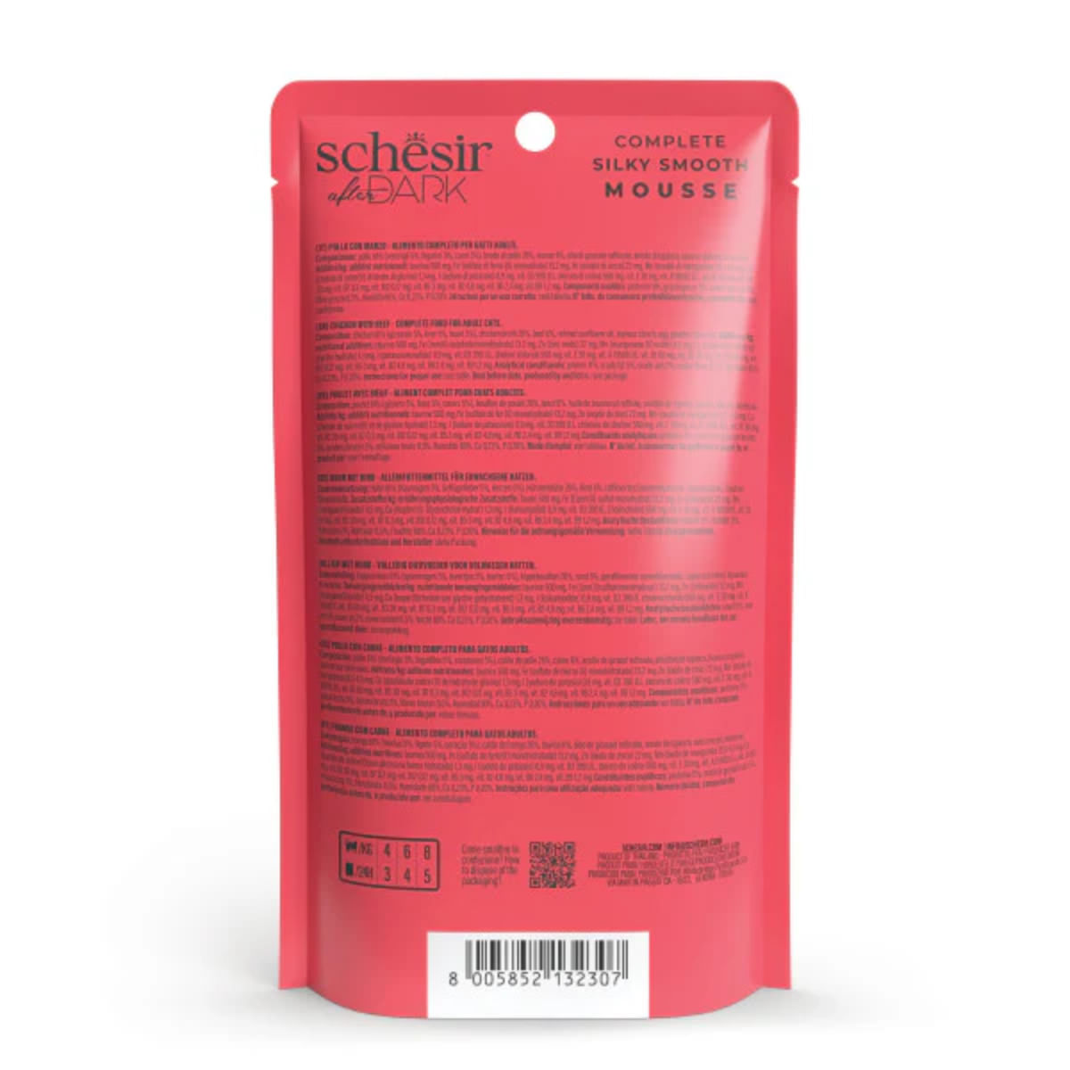 SCHESIR After Dark Velvet Mousse, Pui și Vită, plic hrană umedă fără cereale pisici, (mousse), 80g - poza 4