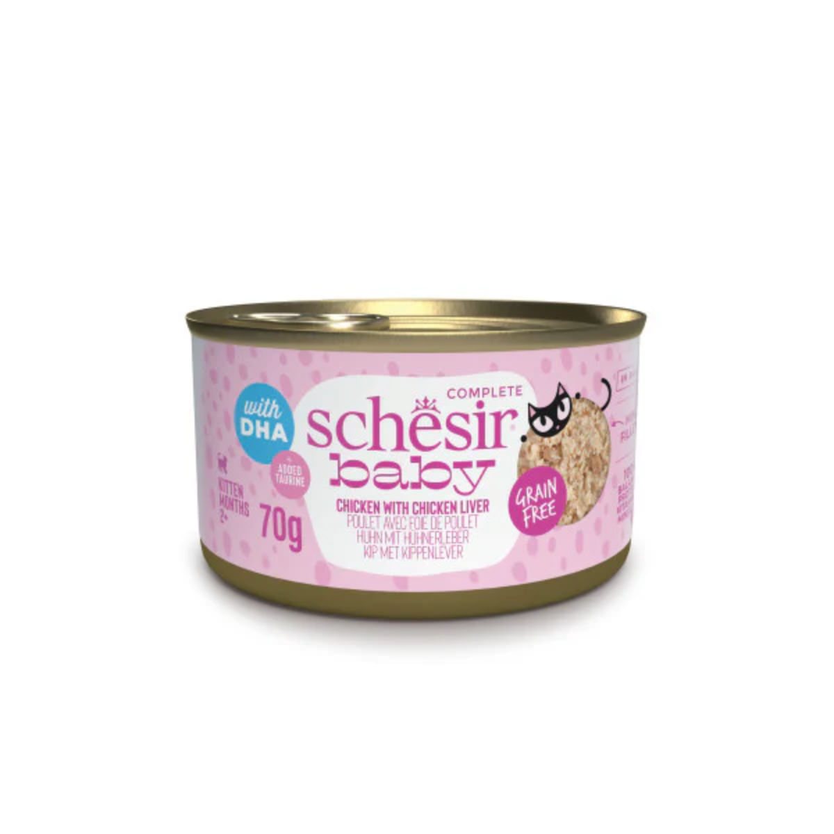 SCHESIR Baby Fillets, Pui și Ficat, conservă hrană umedă fără cereale pisici junior, (în supă), 70g - poza 1