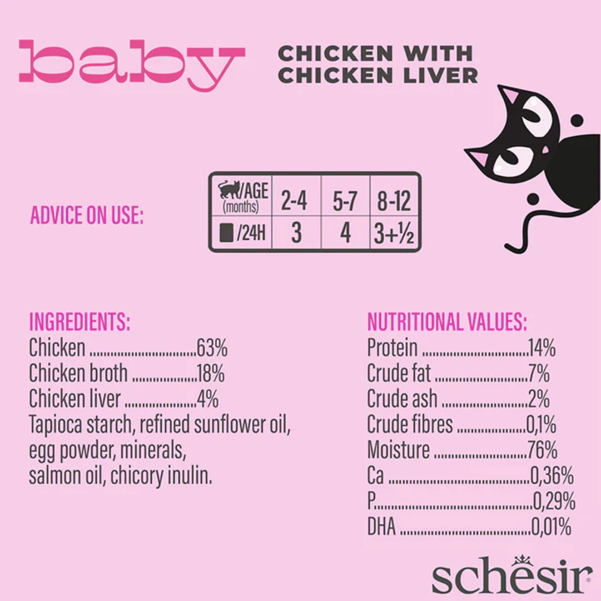 SCHESIR Baby Fillets, Pui și Ficat, conservă hrană umedă fără cereale pisici junior, (în supă), 70g - poza 5