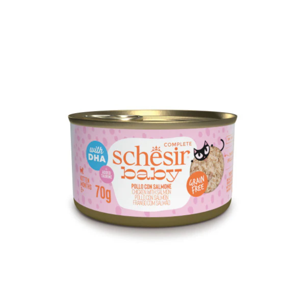 SCHESIR Baby Fillets, Pui și Somon, conservă hrană umedă fără cereale pisici junior, (în supă), 70g - poza 2