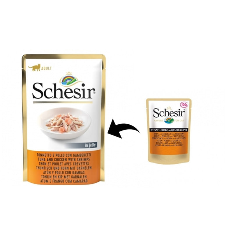 Schesir Cat Ton & Pui & Creveti in Jelly, 85 g - poza 3