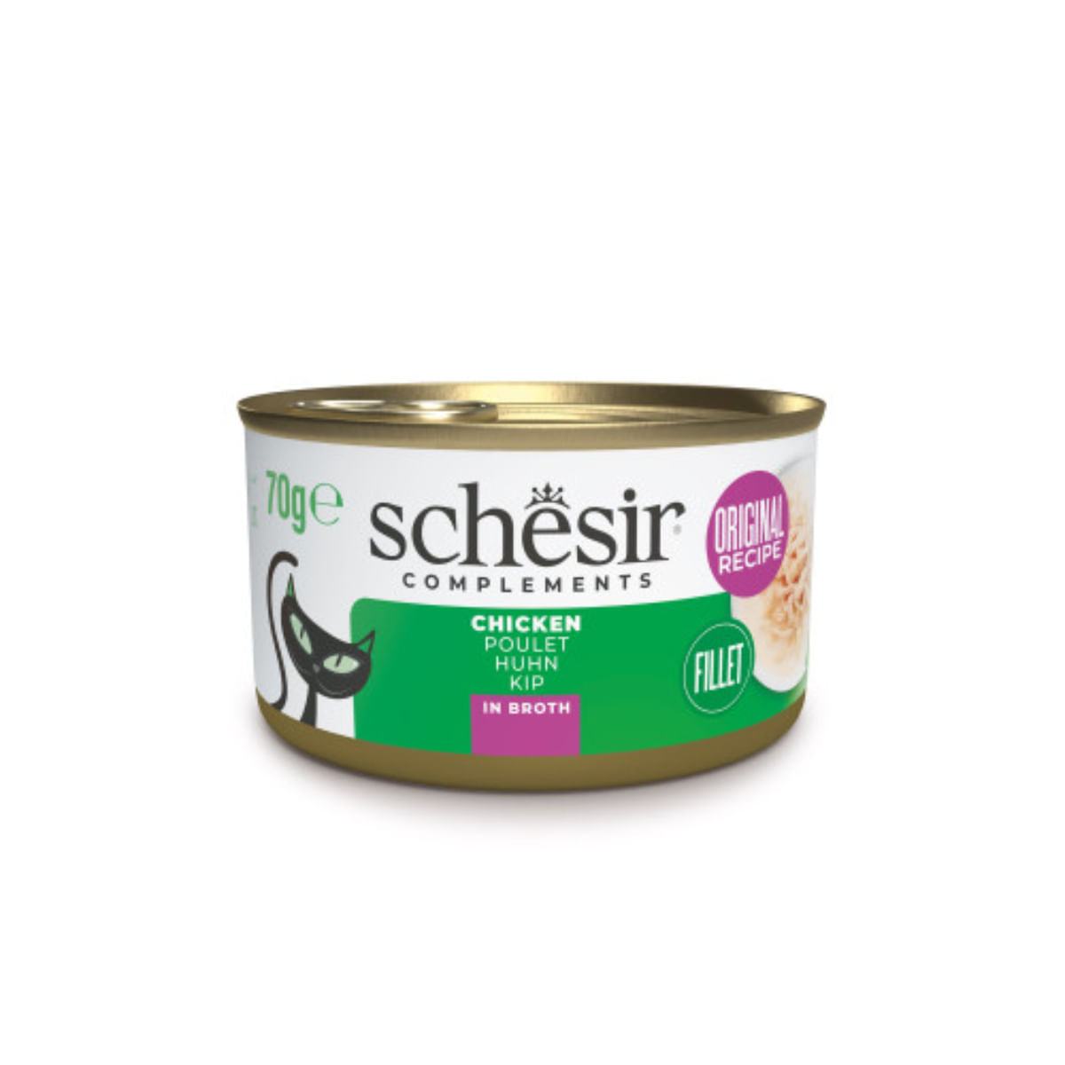 SCHESIR Complementary In Broth, Pui, conservă hrană umedă pisici, (în supă), 70g - poza 2
