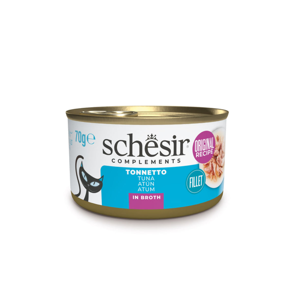SCHESIR Complementary In Broth, Ton, conservă hrană umedă pisici, (în supă), 70g - poza 2