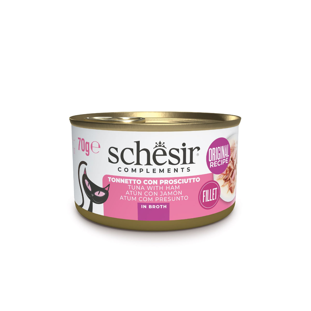 SCHESIR Complementary In Broth, Ton și Șuncă, conservă hrană umedă pisici, (în supă), 70g - poza 2