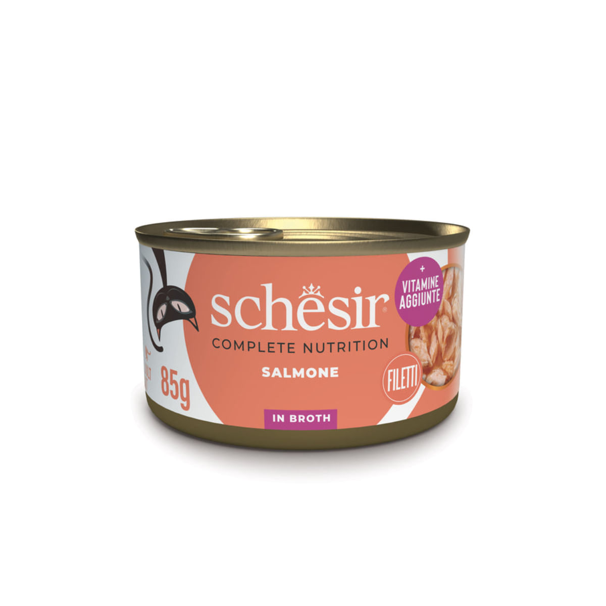 SCHESIR Complete Nutrition, Somon, conservă hrană umedă pisici, (în supă), 85g - poza 1