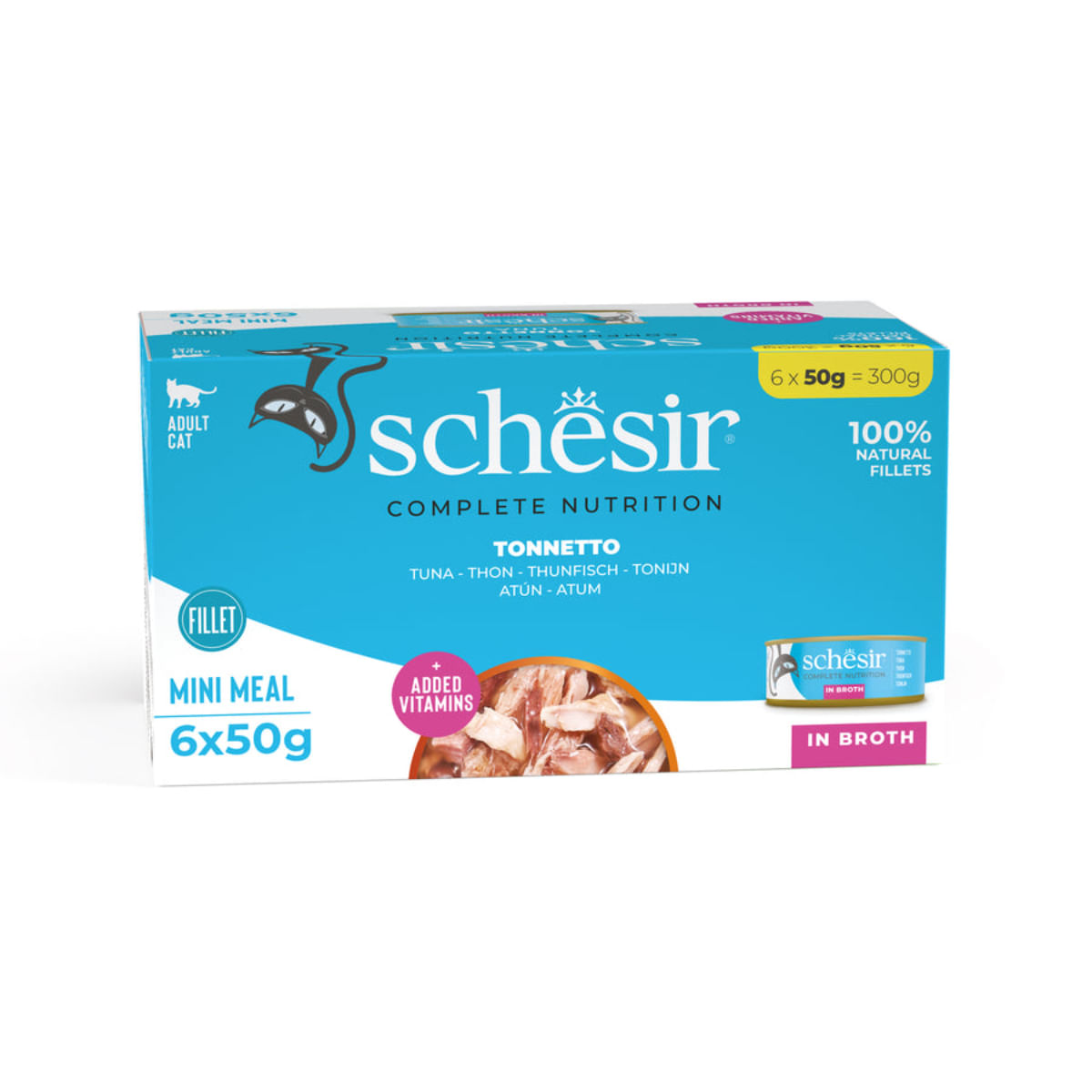 SCHESIR Complete Nutrition, Ton, conservă hrană umedă pisici, (în supă), multipack, 50g x 6buc - poza 2