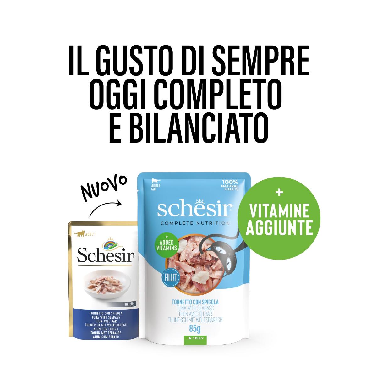 SCHESIR Complete Nutrition, Ton și Biban, plic hrană umedă pisici, (în aspic), 85g - poza 5