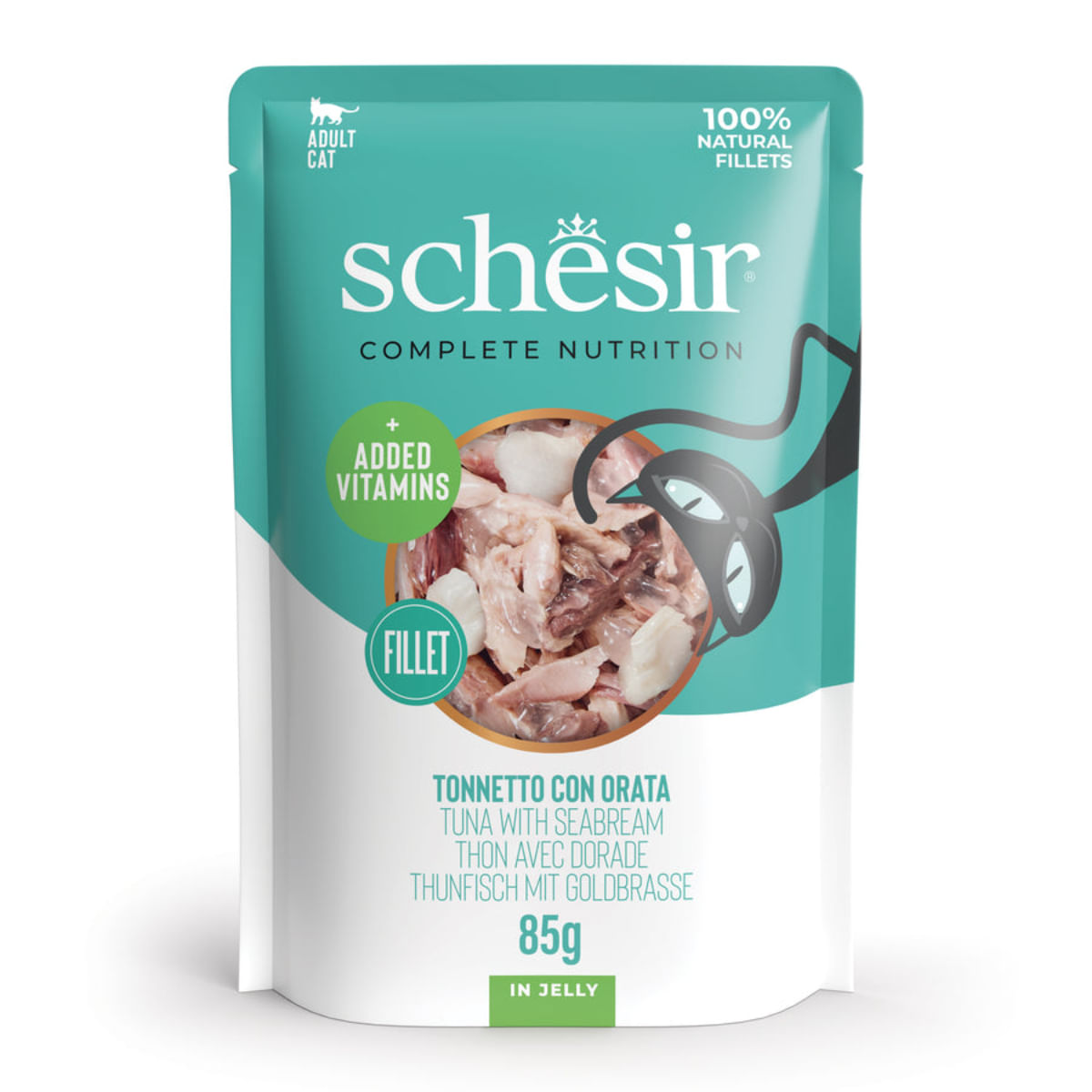 SCHESIR Complete Nutrition, Ton și Doradă, plic hrană umedă pisici, (în aspic), 85g - poza 1