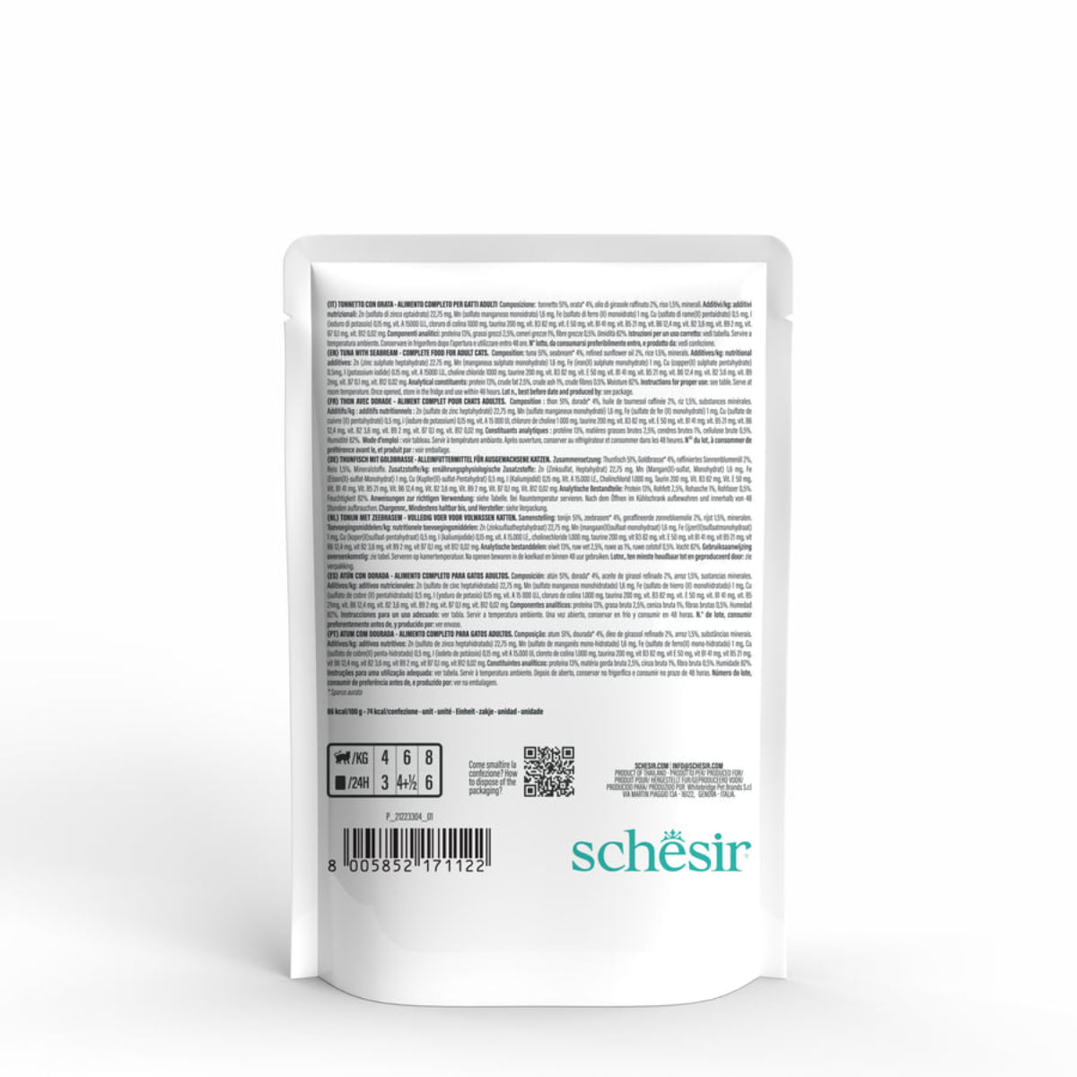 SCHESIR Complete Nutrition, Ton și Doradă, plic hrană umedă pisici, (în aspic), 85g - poza 3
