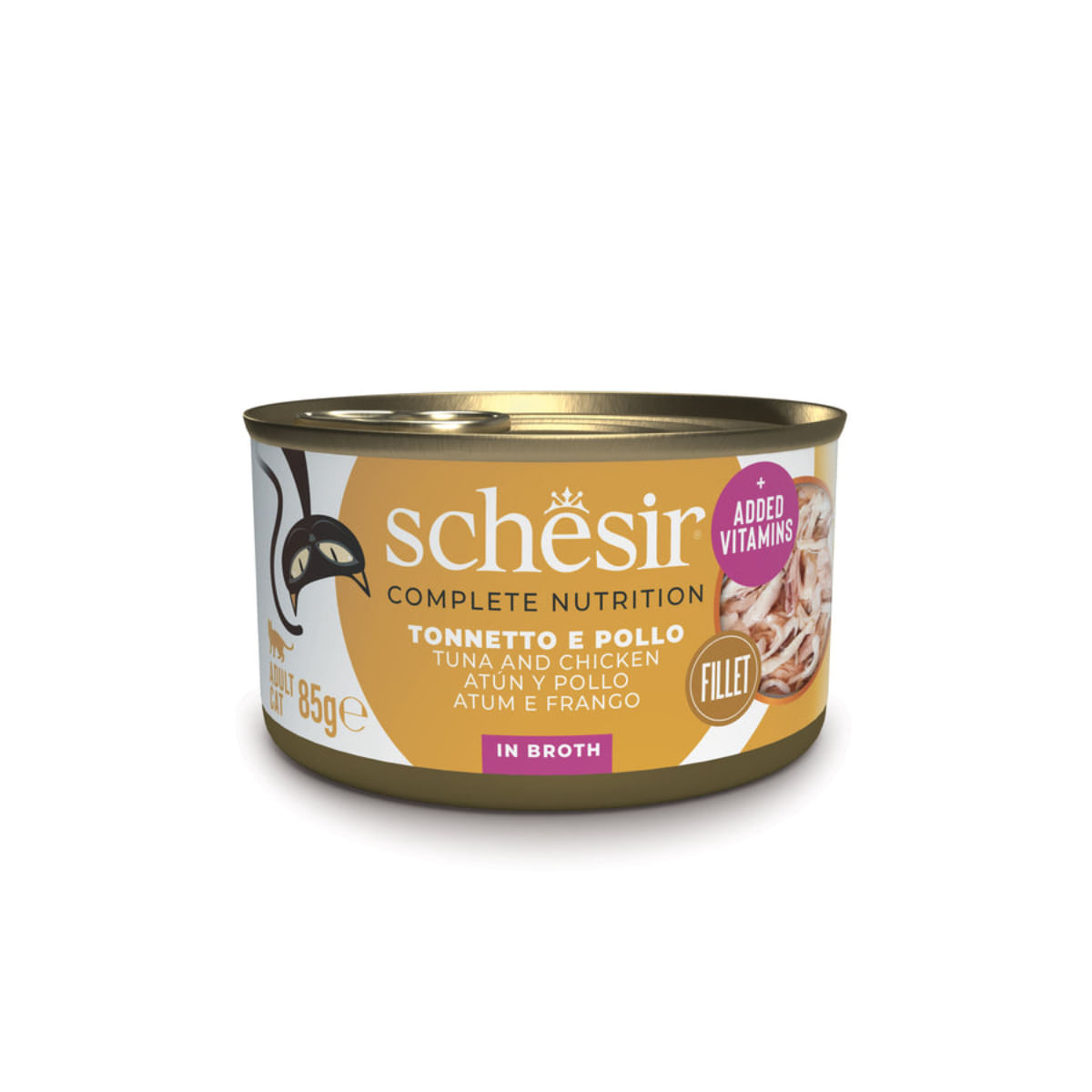 SCHESIR Complete Nutrition, Ton și Pui, conservă hrană umedă pisici, (în supă), 85g - poza 1