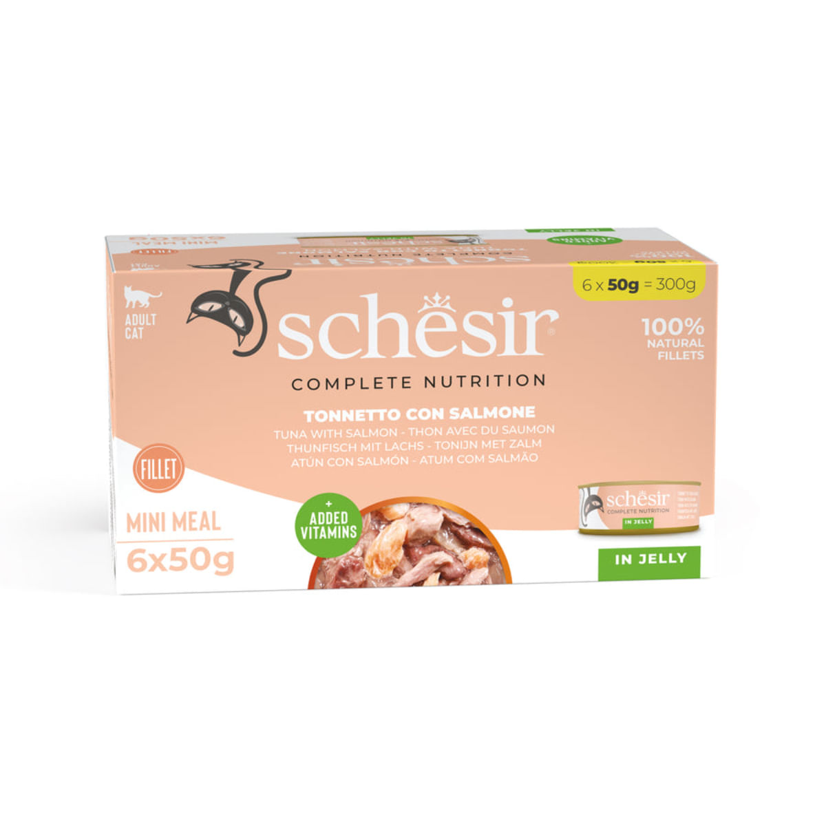SCHESIR Complete Nutrition, Ton și Somon, conservă hrană umedă pisici, (în aspic), multipack, 50g x 6buc - poza 1