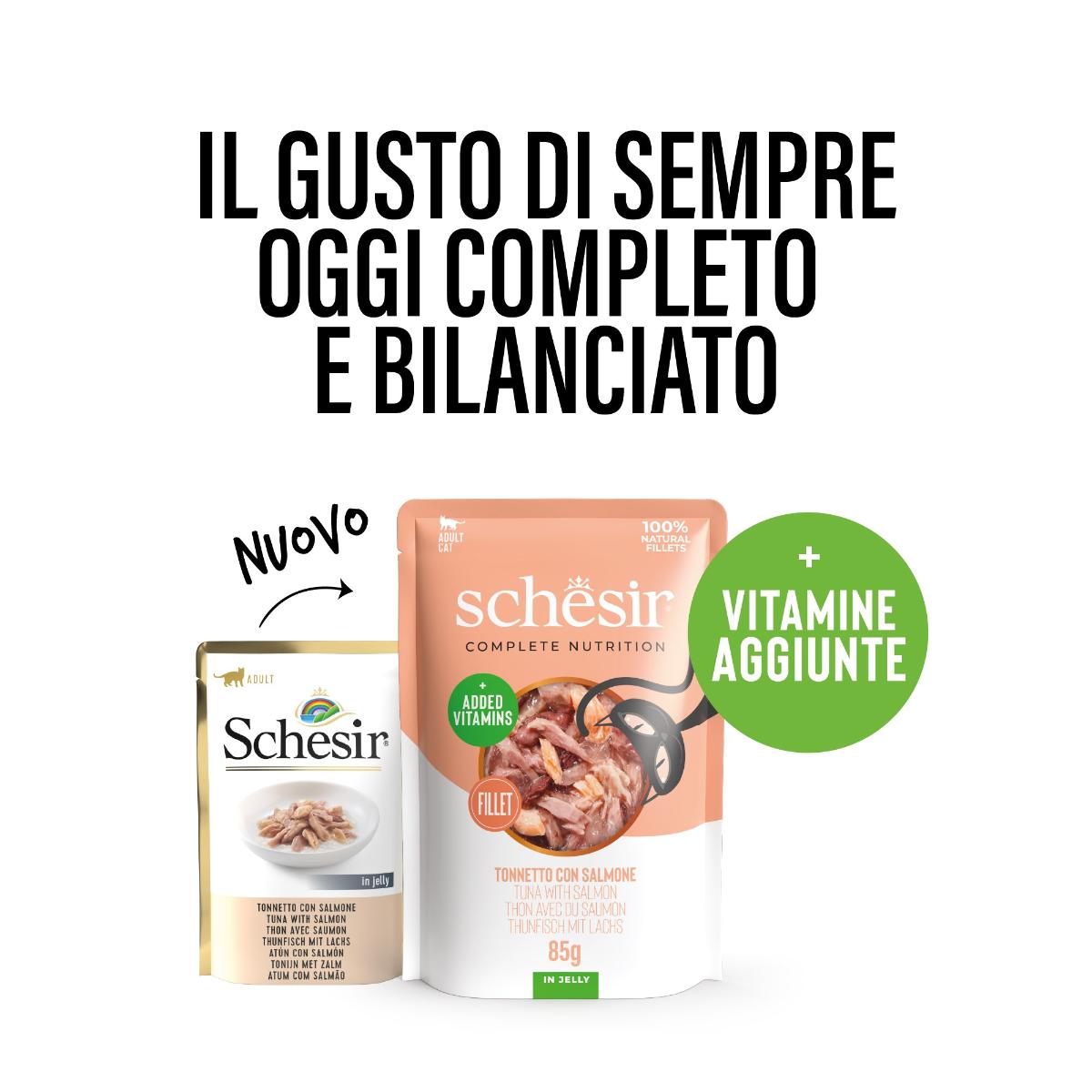 SCHESIR Complete Nutrition, Ton și Somon, plic hrană umedă pisici, (în aspic), 85g - poza 5